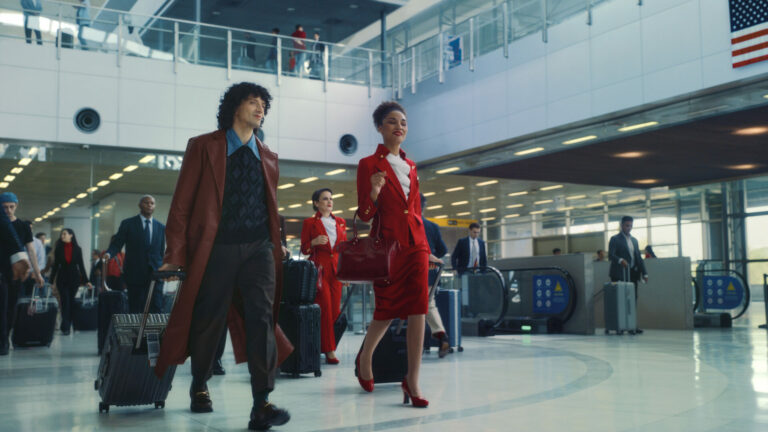 A still from Virgin Atlantic's 'A Rainbow in the Clouds' campaign